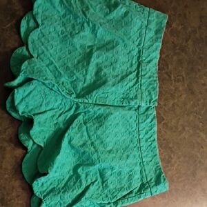 Teal Scalloped Hem Shorts